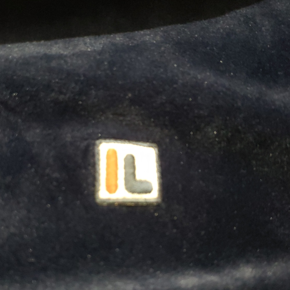 90's Style Fila Navy Blue Velour Velvet Zip-Up Hoodie Logo Down Arms Large - Picture 2 of 11